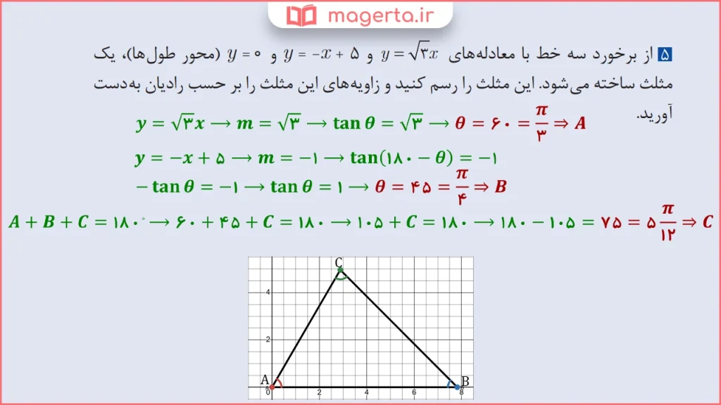 جواب سوال ۵ مسائل صفحه ۹۸ ریاضی یازدهم فنی
