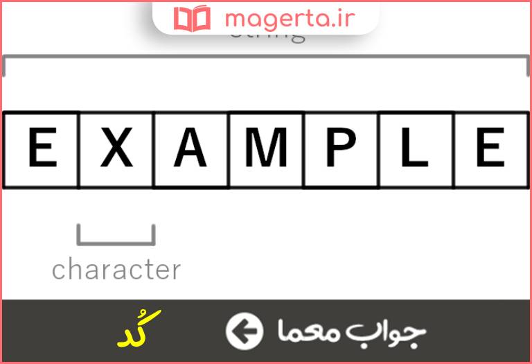 جواب معما یک کلمه رمزیا رشته ای از نویسه ها در جدول