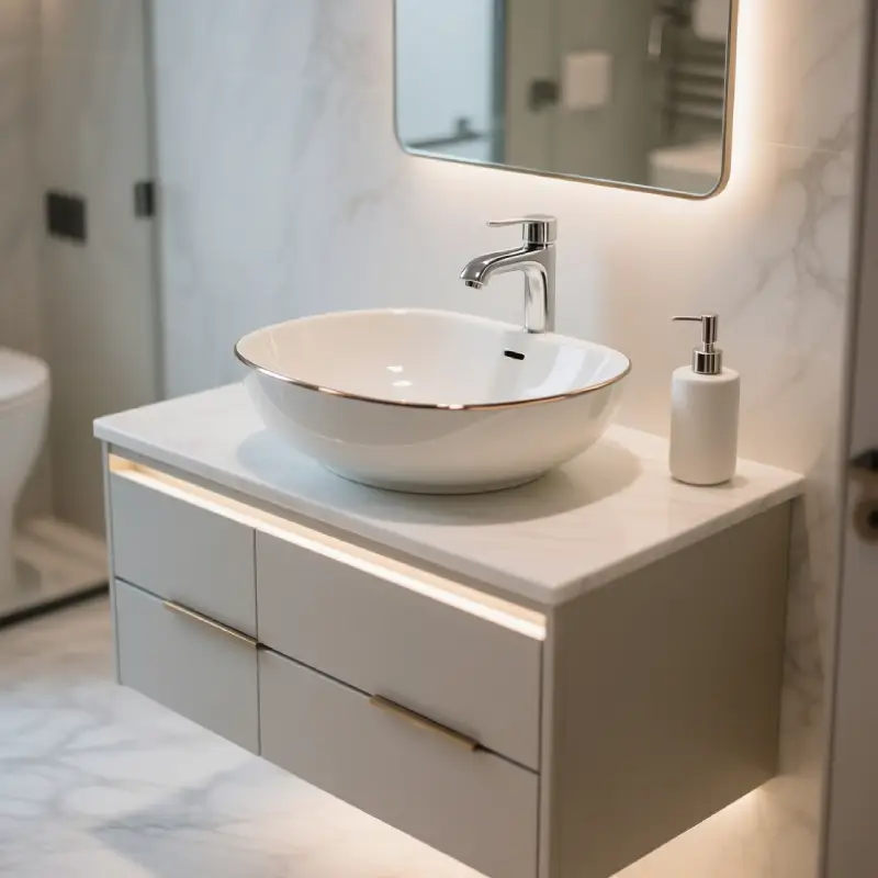 روشویی کاسه ای روی کابینت