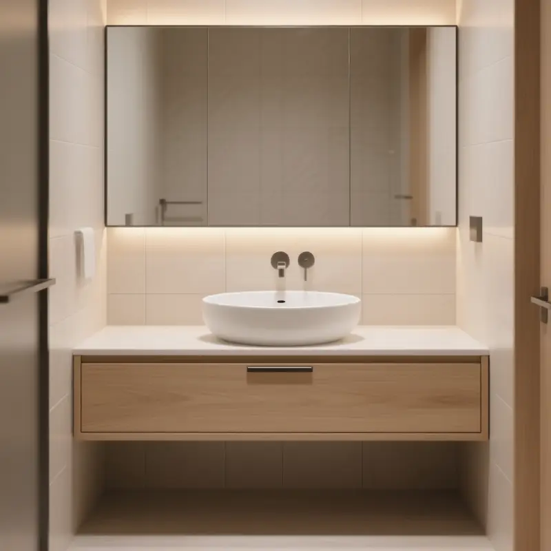 روشویی کابینتی دیواری تمام عرض