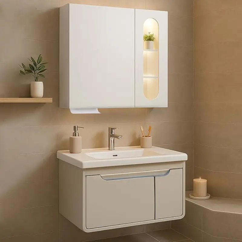 فول ست روشویی کرمی رنگ