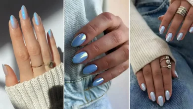 مدل لاک ناخن آبی مه آلود