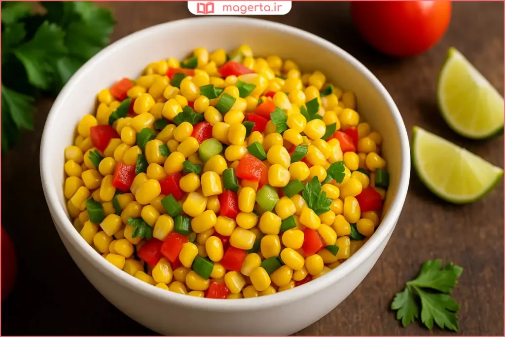 ذرت مکزیکی بدون پنیر با سبزیجات