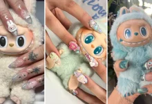 مدل ناخن کروم صدفی با پاپیون