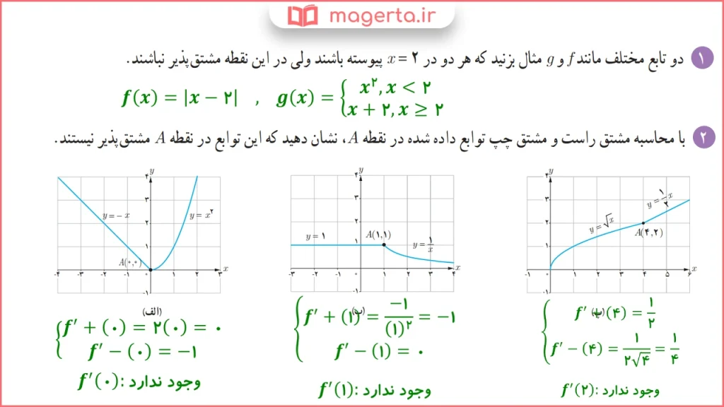 جواب سوال ۱ و ۲ تمرین صفحه ۹۰ ریاضی دوازدهم تجربی