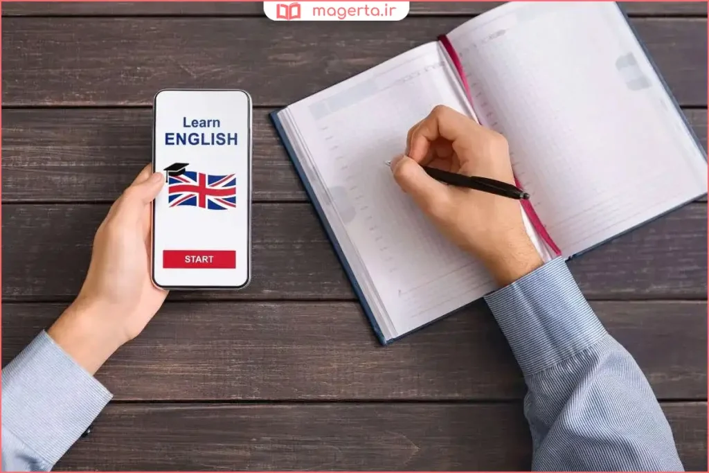 نوشتن تمرین گرامر در دفتر زبان انگلیسی