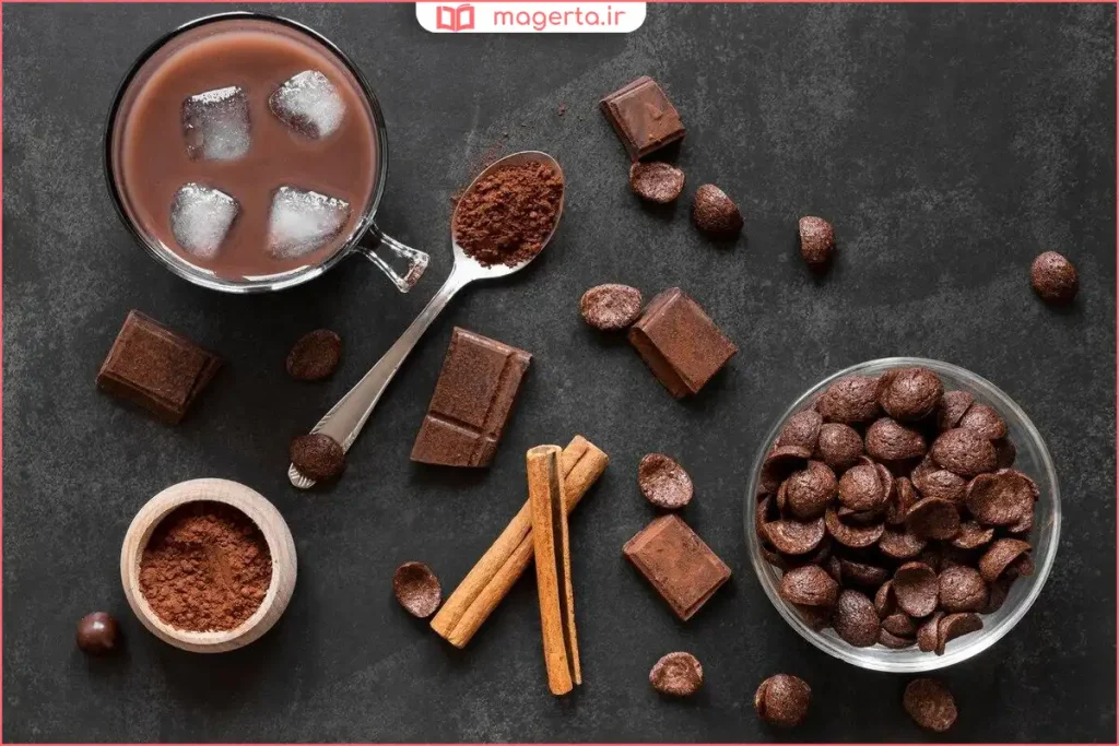 ترکیب پودر کاکائو، شکر و کره در قابلمه برای تهیه شکلات خانگی