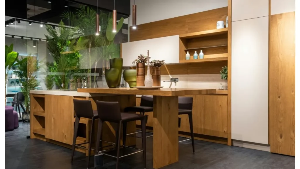 کابینت ام دی اف مدرن سفید چوبی با جزیره