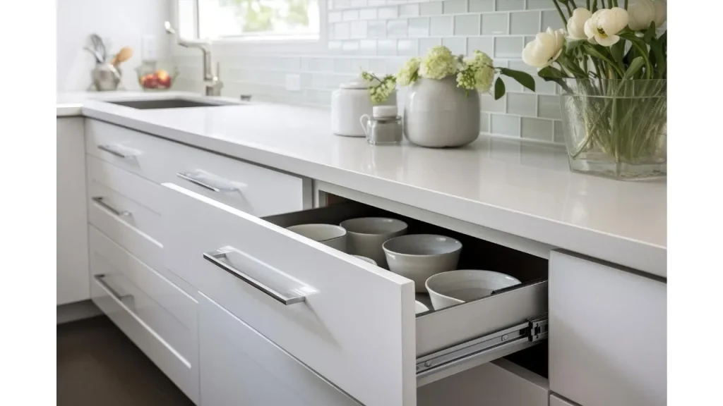 کشوی کابینت هایگلاس مدرن سفید