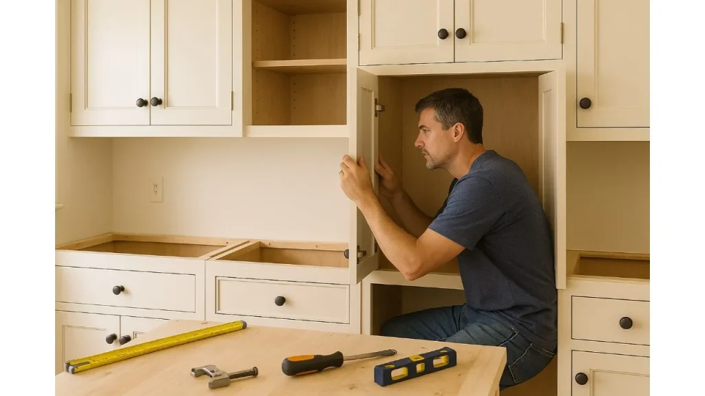 نصب کابینت نئوکلاسیک سفید توسط کابینت ساز