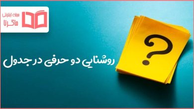 روشنایی دو حرفی در جدول