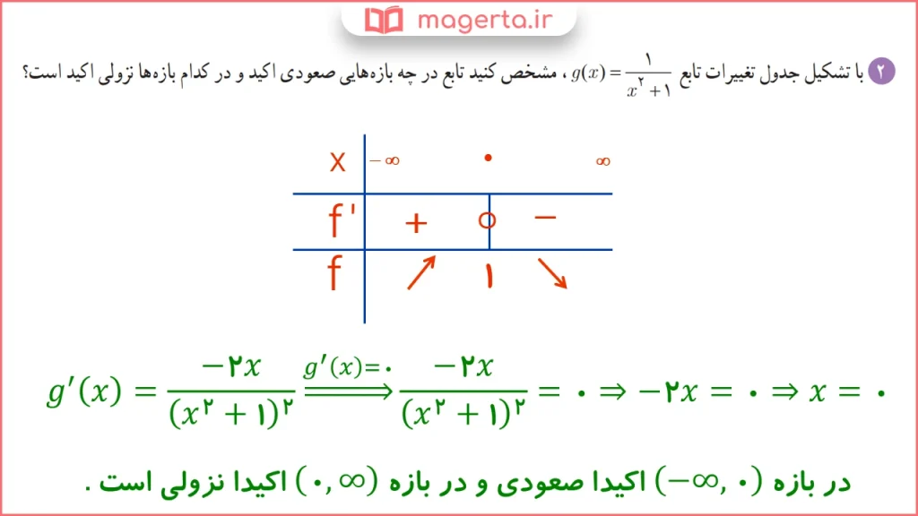 جواب سوال ۲ تمرین صفحه ۱۱۲ ریاضی دوازدهم تجربی