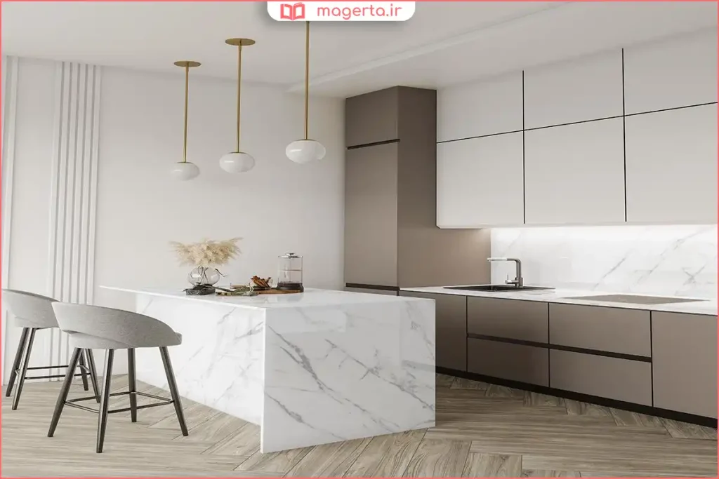 سرامیک طرح سنگ مرمر کرم برای کف آشپزخانه لوکس