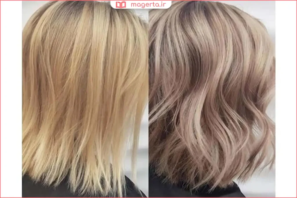 موهای پایه نارنجی با رنگ نسکافه‌ای گرم برای خنثی کردن تناژ