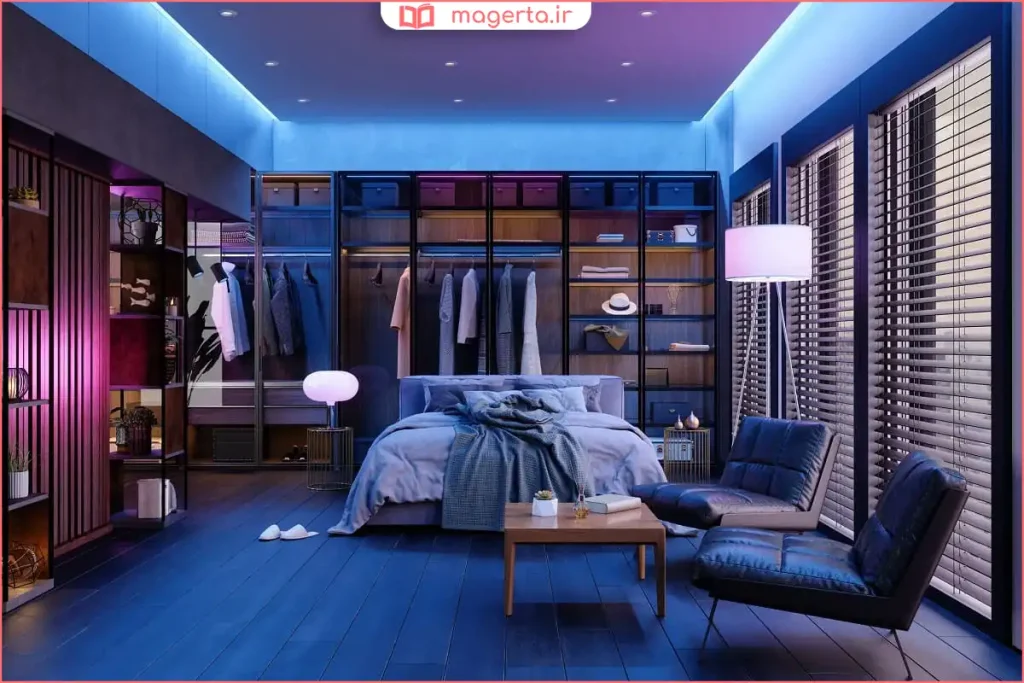 نور مخفی آبی کمرنگ برای ایجاد حس آرامش شبانه