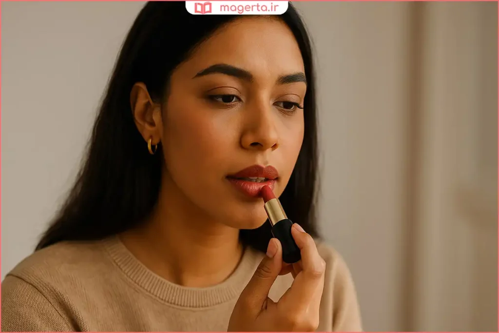 پالت رنگ شیدینگ لب شامل تناژهای گرم مناسب پوست سبزه