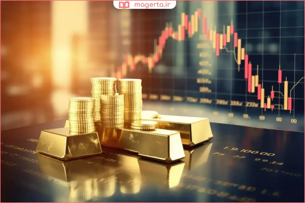 نمودار تغییرات قیمت طلا روی صفحه موبایل در زمان اوج بازار