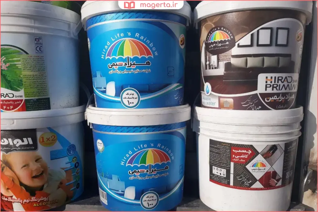 سطل رنگ پلاستیکی سفید براق مخصوص دیوارهای داخلی