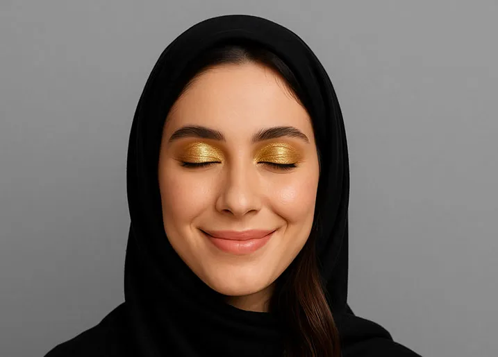 سایه چشم طلایی با لباس مشکی