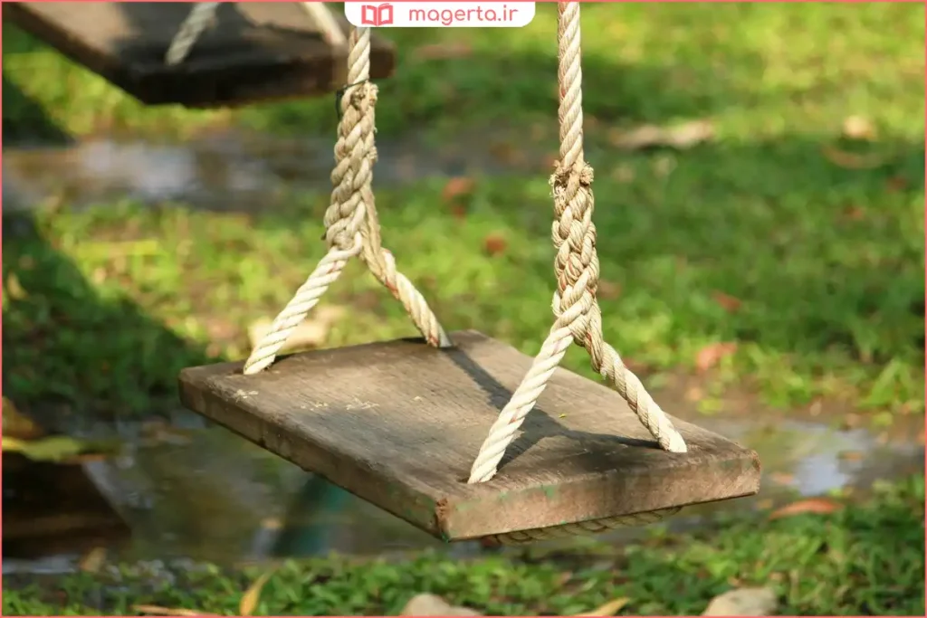 مراحل تنظیم ارتفاع تاب با گرههای مساوی روی دو طرف طناب