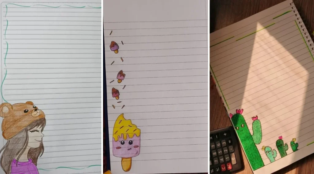 تزیین دفتر مشق دخترانه کلاس ششم