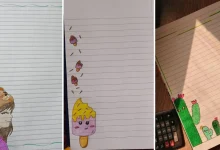 تزیین دفتر مشق دخترانه کلاس ششم