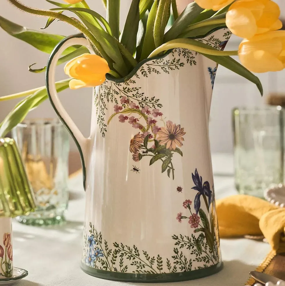 پارچ سرامیکی گلدار سبک باغی