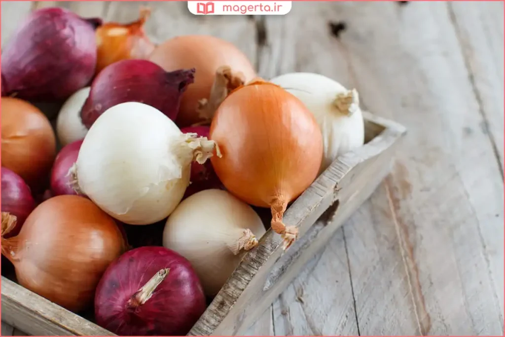 سبد پیاز در محیط خشک و خنک برای نگهداری