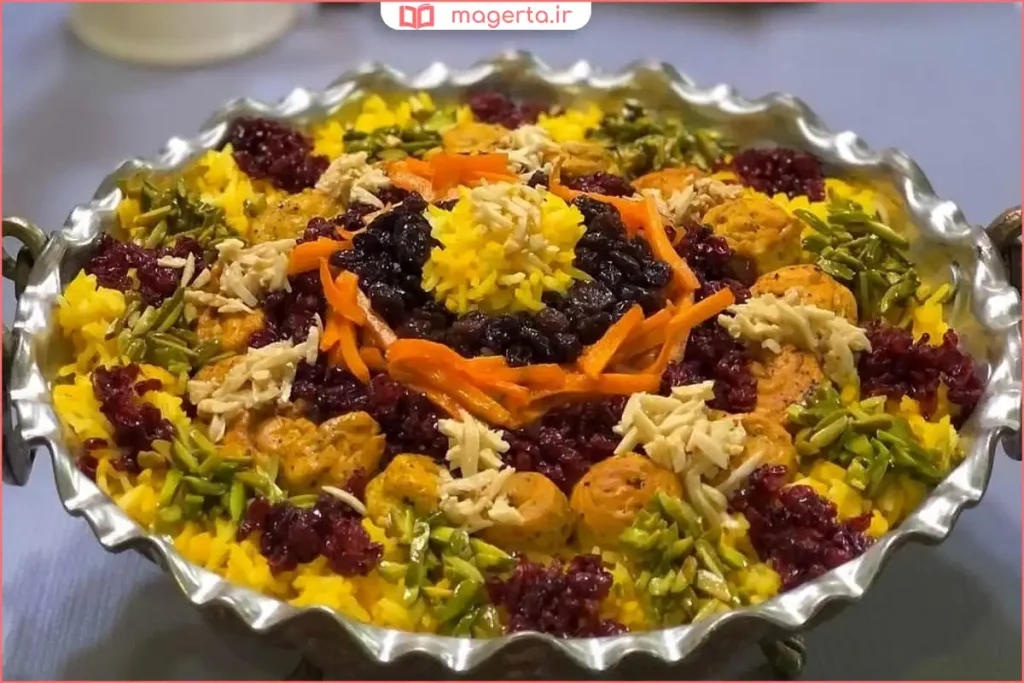 سرو شام عروسی در تالار پذیرایی با نورپردازی رسمی