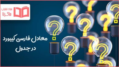 معادل فارسی کیبورد در جدول