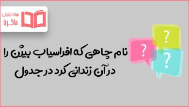 نام چاهی که افراسیاب بیژن را در آن زندانی کرد در جدول