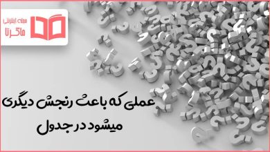 عملی که باعث رنجش دیگری میشود در جدول