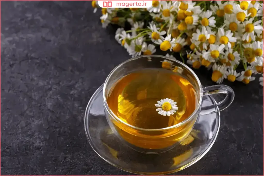 آماده‌سازی دمنوش بابونه با گل بابونه خشک‌شده