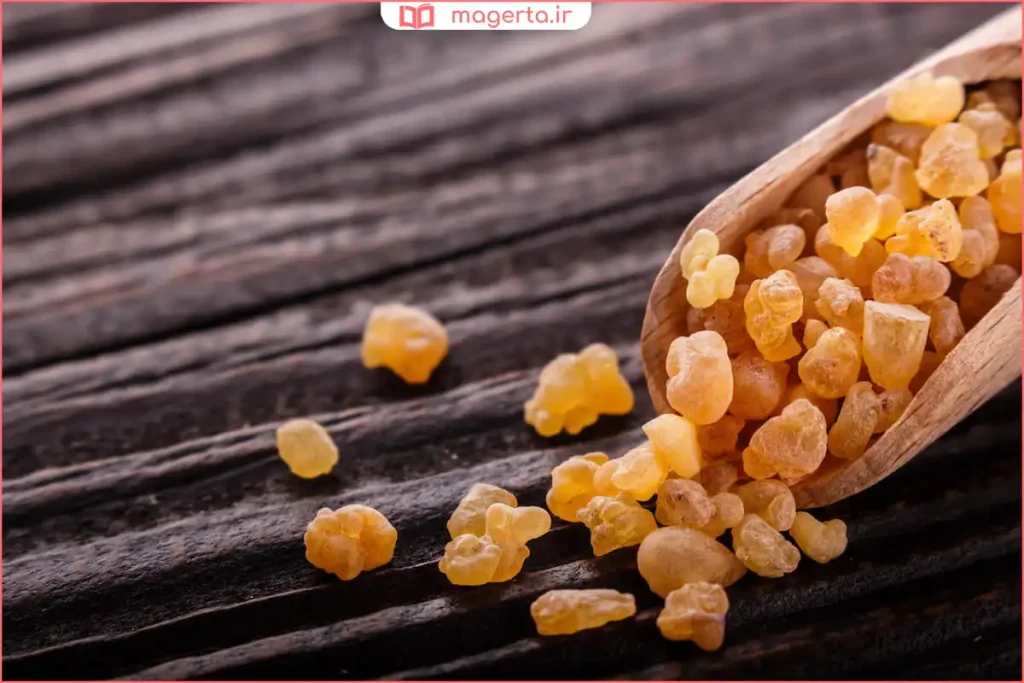 نمای نزدیک از صمغ کندر خشک‌شده برای مصارف سنتی