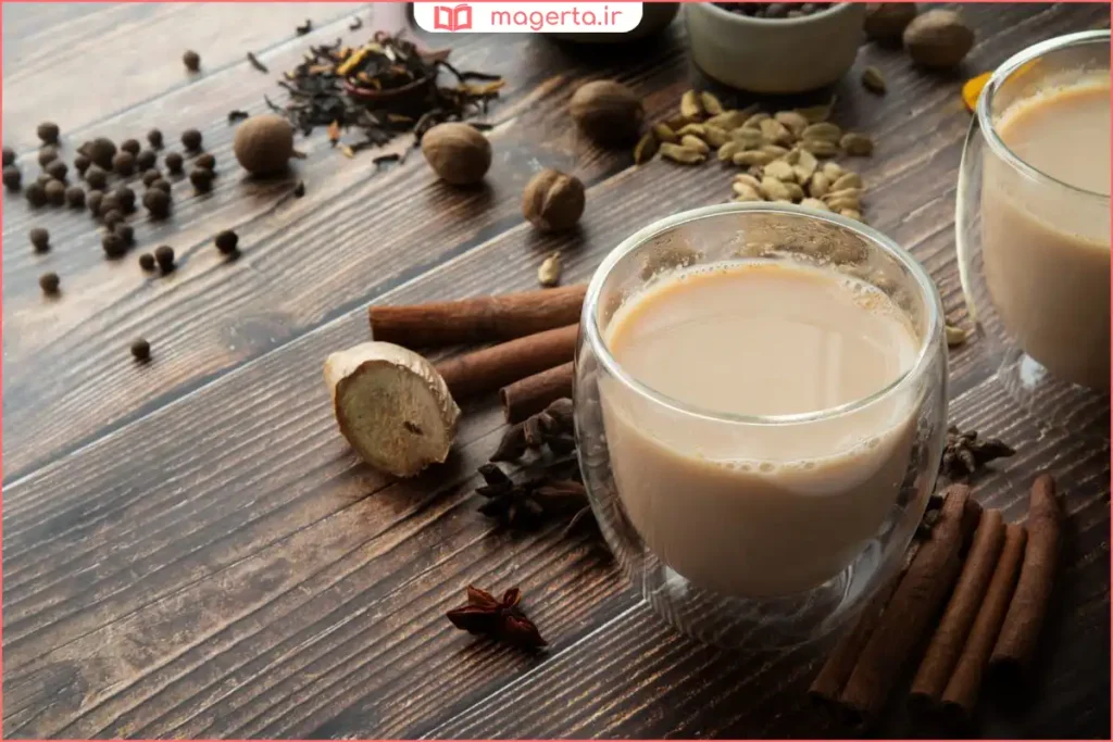 ترکیب ادویه‌های چای ماسالا شامل دارچین زنجبیل و هل