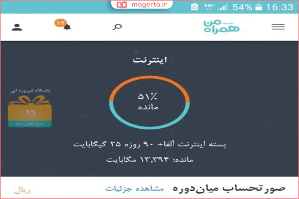 تست باز شدن صفحه وب برای اطمینان از اتصال اینترنت همراه اول
