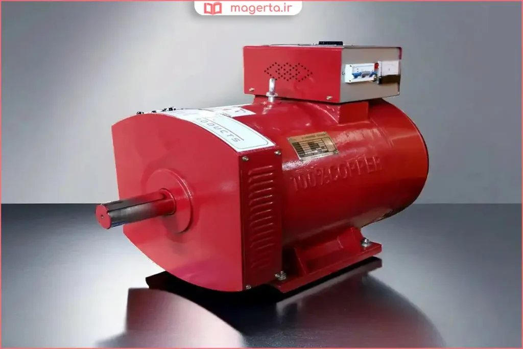 نمای داخلی ژنراتور سنکرون شامل استاتور و روتور