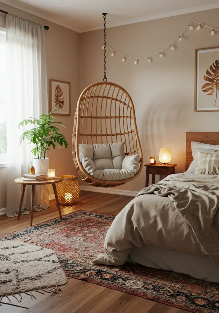 صندلی آویز برای گوشه دنج