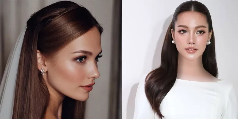 موی لخت فرق وسط و باز برای عروس