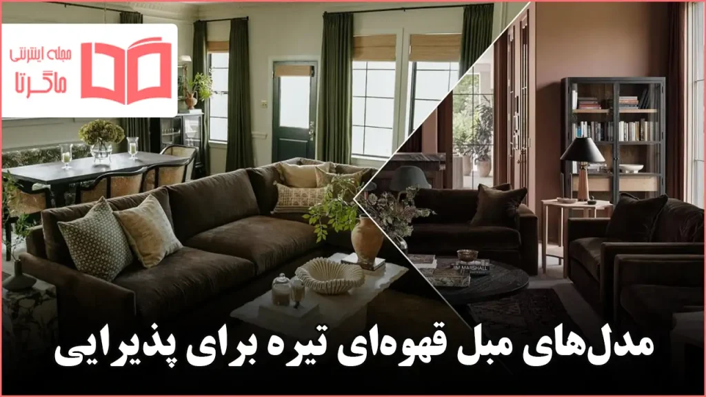 مدل مبل قهوهای تیره برای سالن پذیرایی