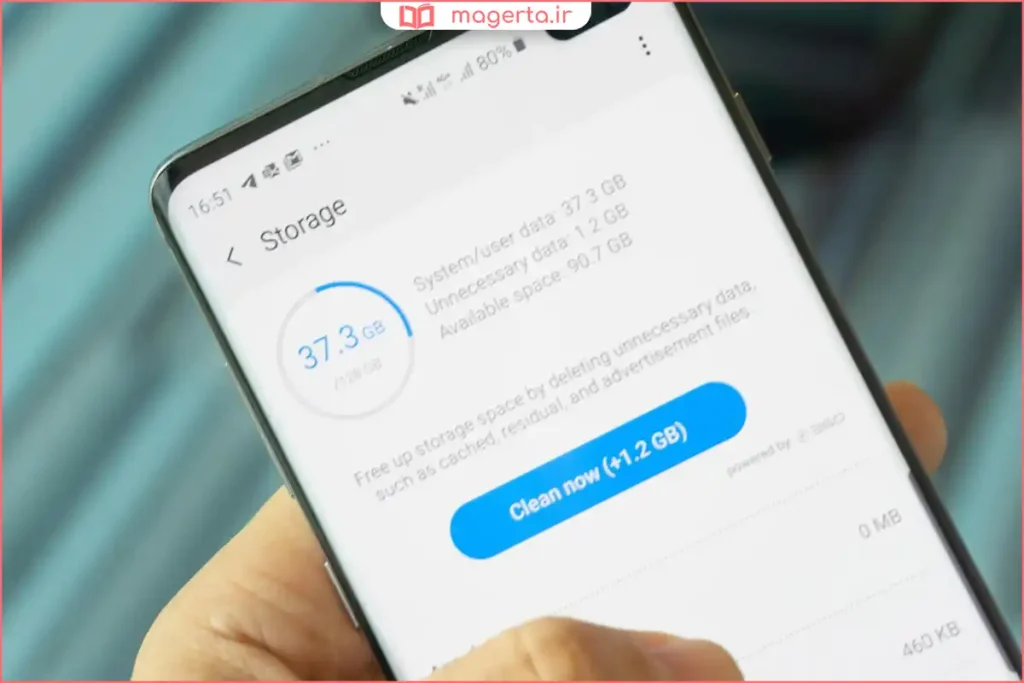 نمایش حجم حافظه داخلی و رام گوشی در تنظیمات