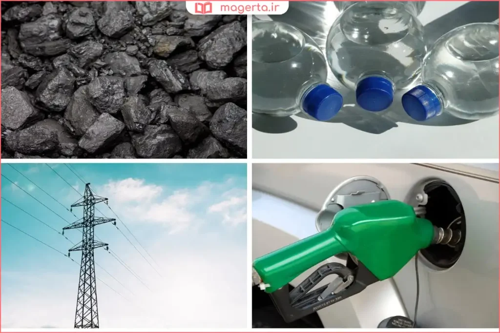 نمایش انواع سوختهای فسیلی و کاربرد آنها در تولید انرژی