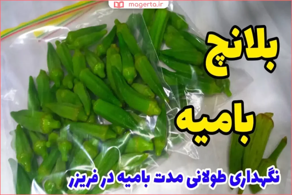 بامیه تازه سبز داخل یخچال در ظرف دربسته