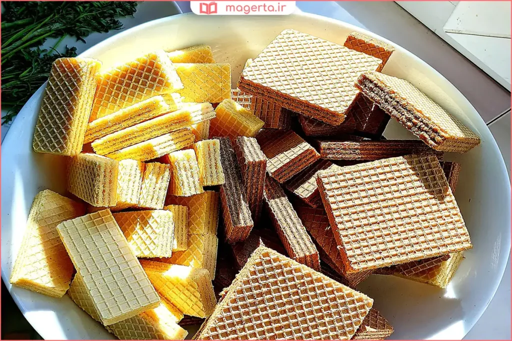 نگهداری ویفر شکلاتی در ظرف دربسته داخل کابینت آشپزخانه