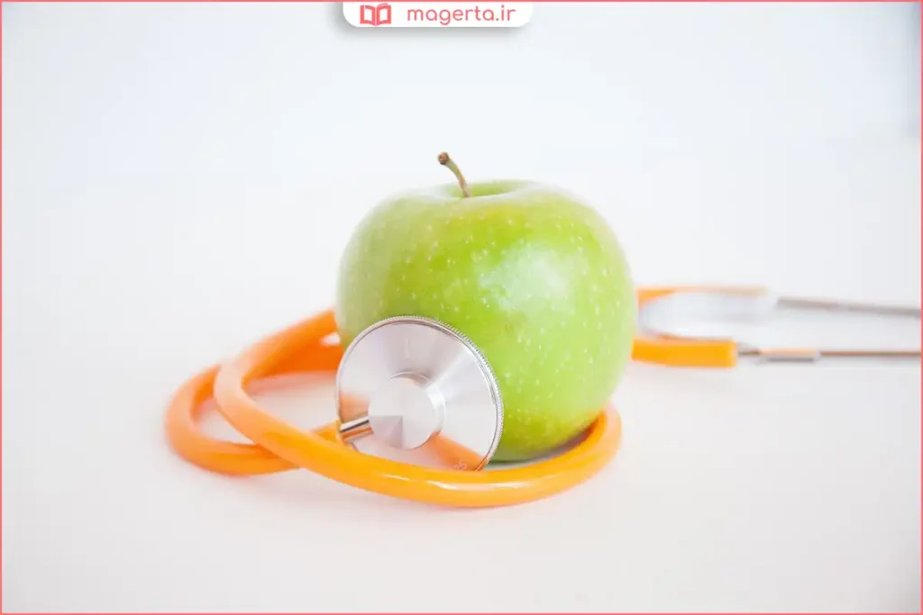 طراحی مینیمال سیب به عنوان نشان کیفیت و تغذیه سالم