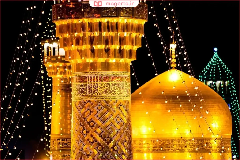 انعکاس نور روی سطح طلایی گنبد در آسمان آبی