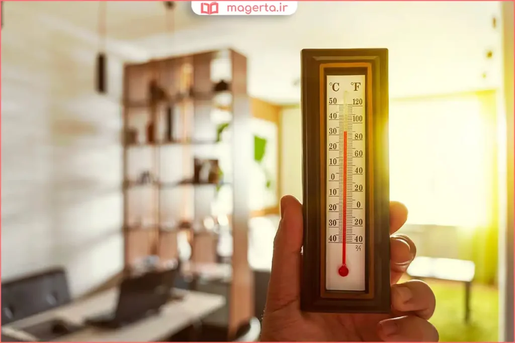 بالا و پایین رفتن جیوه در دماسنج برای نمایش تغییر دما