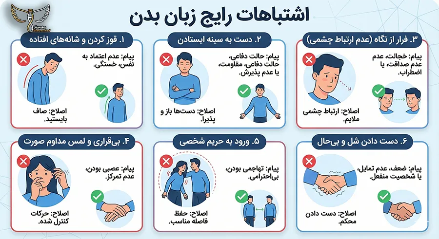 یک نکته آگاهی بیشتر: اینفوگرافیک اشتباهات زبان بدن