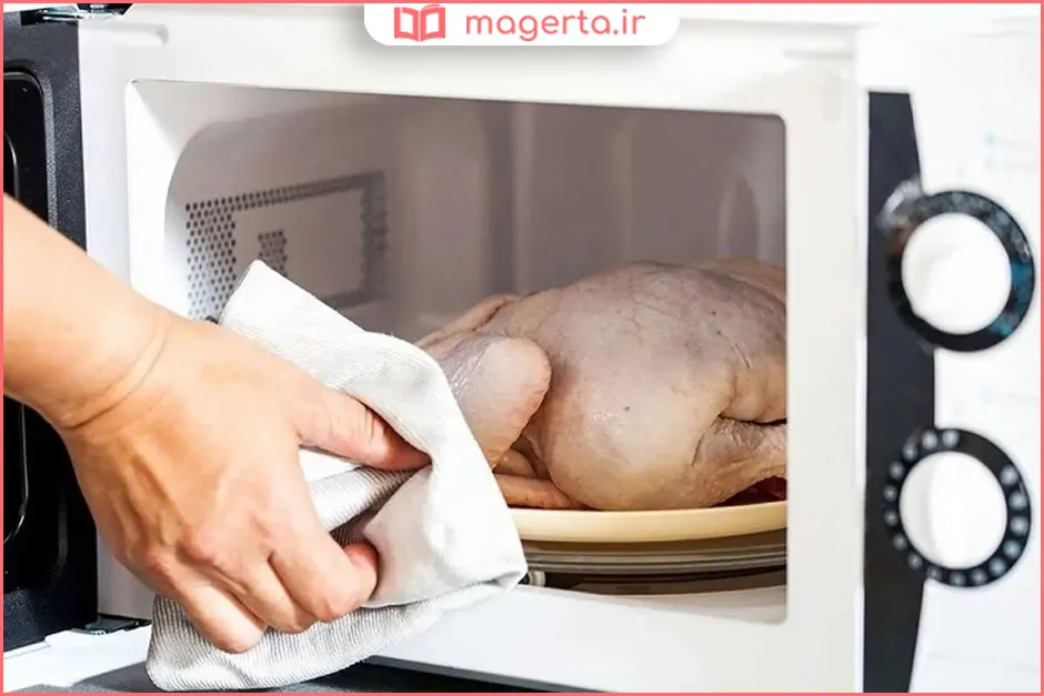 یخ زدایی گوشت در مایکروویو