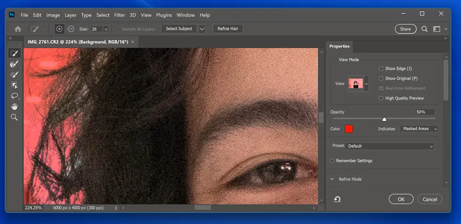 اصلاح انتخاب با Brush Tool در فتوشاپ